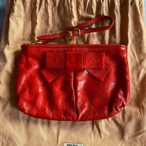 Miu Miu Red Leather Clutch Wristlet
